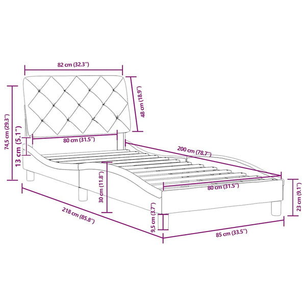 vidaXL Bed Frame without Mattress Pink 80x200 cm Velvet