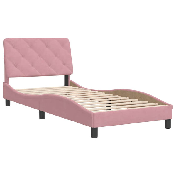vidaXL Bed Frame without Mattress Pink 90x190 cm Velvet