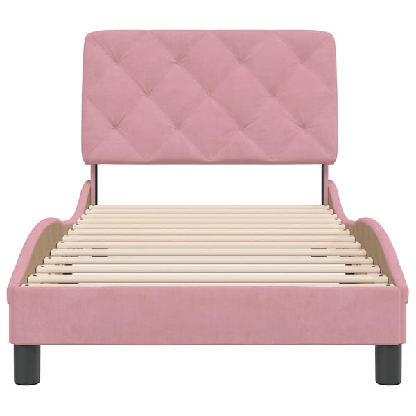 vidaXL Bed Frame without Mattress Pink 90x190 cm Velvet