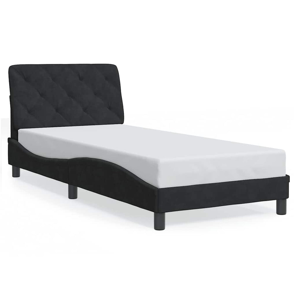 vidaXL Bed Frame without Mattress Black 90x200 cm Velvet