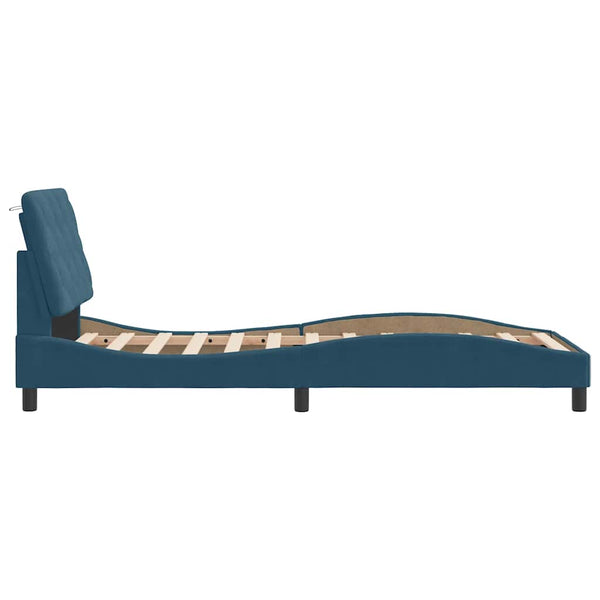 vidaXL Bed Frame without Mattress Blue 90x200 cm Velvet