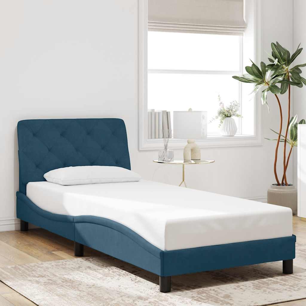 vidaXL Bed Frame without Mattress Blue 90x200 cm Velvet