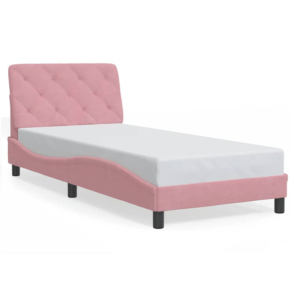 vidaXL Bed Frame without Mattress Pink 90x200 cm Velvet
