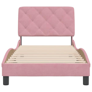 vidaXL Bed Frame without Mattress Pink 90x200 cm Velvet