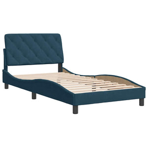 vidaXL Bed Frame without Mattress Blue 100x200 cm Velvet