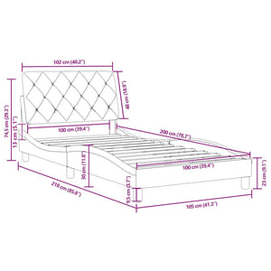vidaXL Bed Frame without Mattress Blue 100x200 cm Velvet