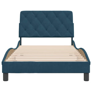 vidaXL Bed Frame without Mattress Blue 100x200 cm Velvet