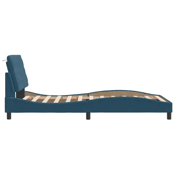 vidaXL Bed Frame without Mattress Blue 100x200 cm Velvet