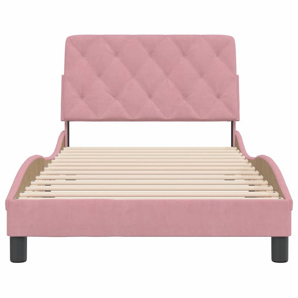 vidaXL Bed Frame without Mattress Pink 100x200 cm Velvet