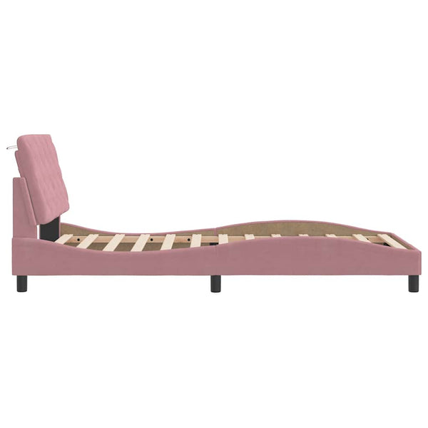 vidaXL Bed Frame without Mattress Pink 100x200 cm Velvet