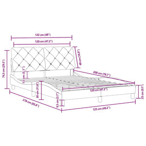 vidaXL Bed Frame without Mattress Blue 120x200 cm Velvet