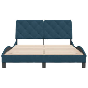 vidaXL Bed Frame without Mattress Blue 120x200 cm Velvet