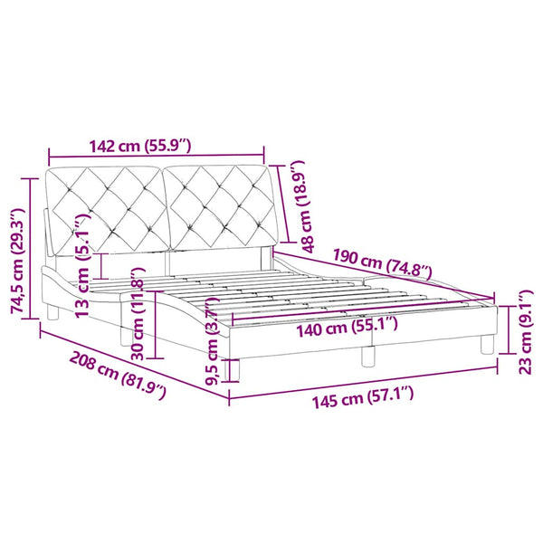 vidaXL Bed Frame without Mattress Blue 140x190 cm Velvet