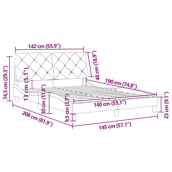 vidaXL Bed Frame without Mattress Pink 140x190 cm Velvet