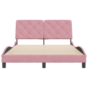 vidaXL Bed Frame without Mattress Pink 140x190 cm Velvet
