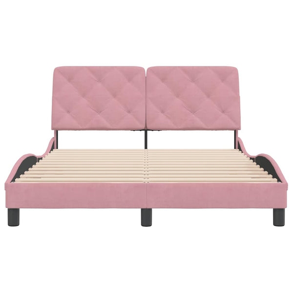 vidaXL Bed Frame without Mattress Pink 140x190 cm Velvet