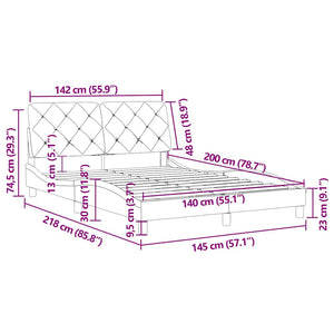 vidaXL Bed Frame without Mattress Blue 140x200 cm Velvet
