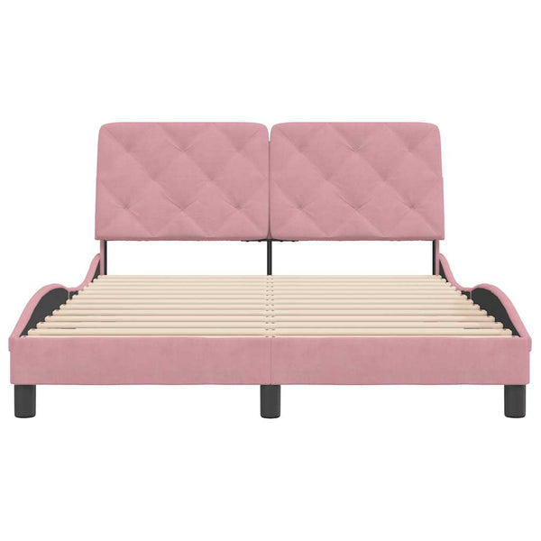 vidaXL Bed Frame without Mattress Pink 140x200 cm Velvet