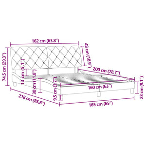 vidaXL Bed Frame without Mattress Blue 160x200 cm Velvet
