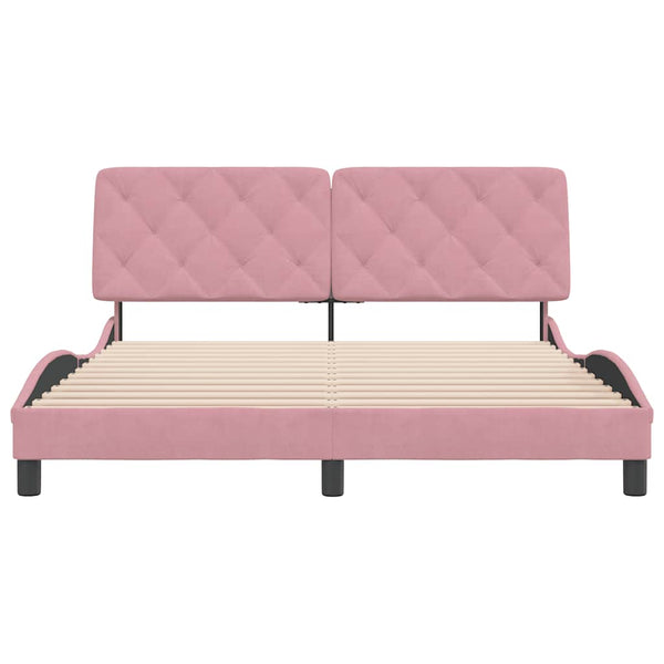 vidaXL Bed Frame without Mattress Pink 160x200 cm Velvet