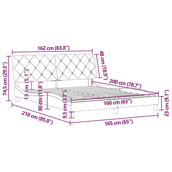 vidaXL Bed Frame without Mattress Pink 160x200 cm Velvet