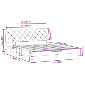 vidaXL Bed Frame without Mattress Light Grey 180x200 cm Velvet