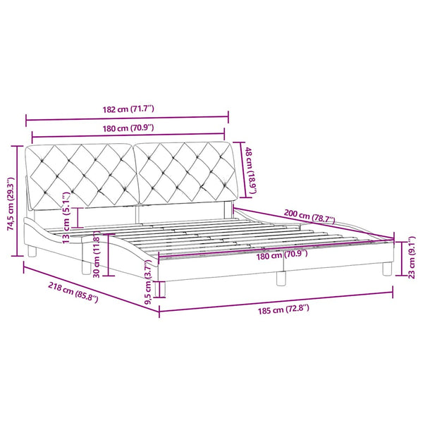 vidaXL Bed Frame without Mattress Light Grey 180x200 cm Velvet
