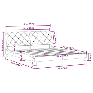 vidaXL Bed Frame without Mattress Black 180x200 cm Velvet