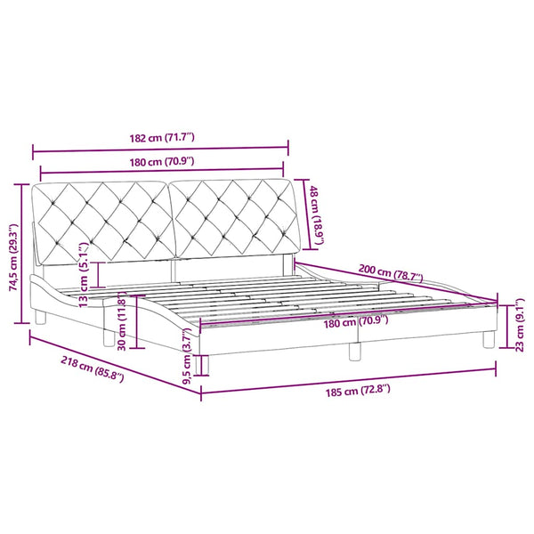vidaXL Bed Frame without Mattress Black 180x200 cm Velvet