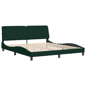 vidaXL Bed Frame Without Mattress Dark Green 180x200 cm Velvet