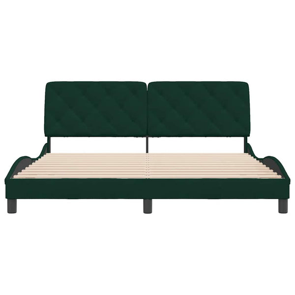 vidaXL Bed Frame Without Mattress Dark Green 180x200 cm Velvet