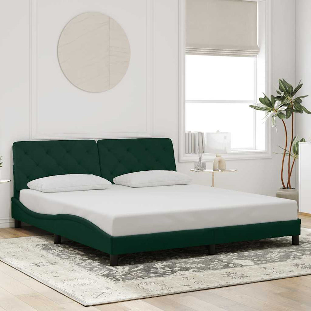 vidaXL Bed Frame Without Mattress Dark Green 180x200 cm Velvet