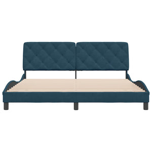 vidaXL Bed Frame without Mattress Blue 180x200 cm Velvet