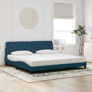 vidaXL Bed Frame without Mattress Blue 200x200 cm Velvet