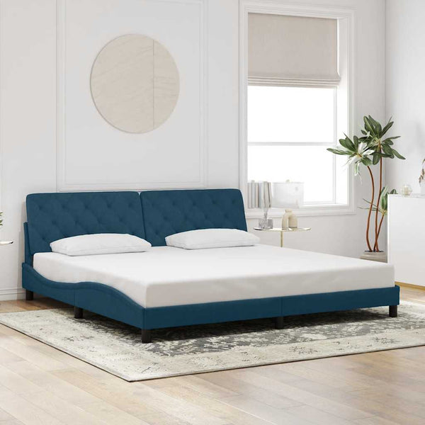 vidaXL Bed Frame without Mattress Blue 200x200 cm Velvet