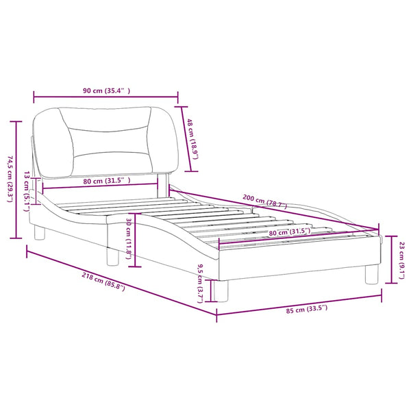vidaXL Bed Frame without Mattress "Hvar" Brown 80x200 cm Faux Leather