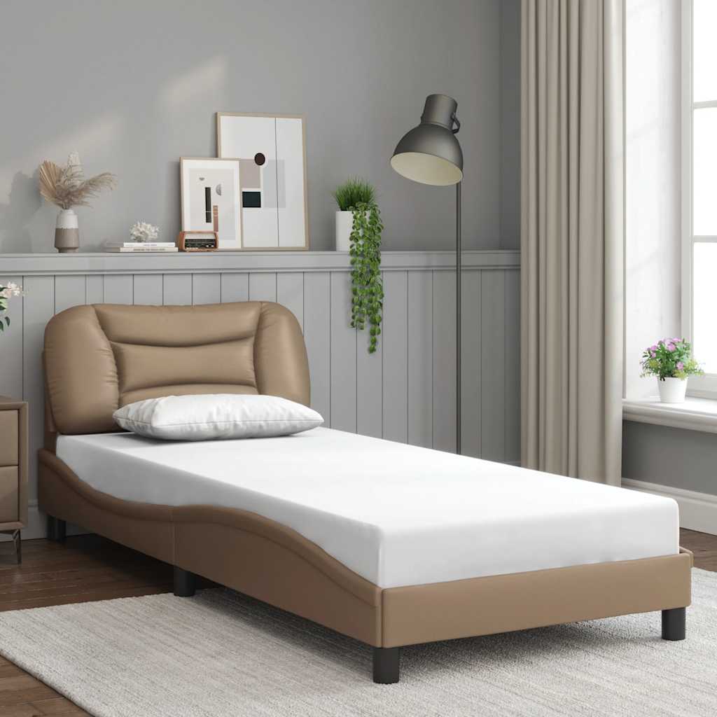 vidaXL Bed Frame without Mattress "Hvar" Cappuccino Brown 80x200 cm Faux Leather