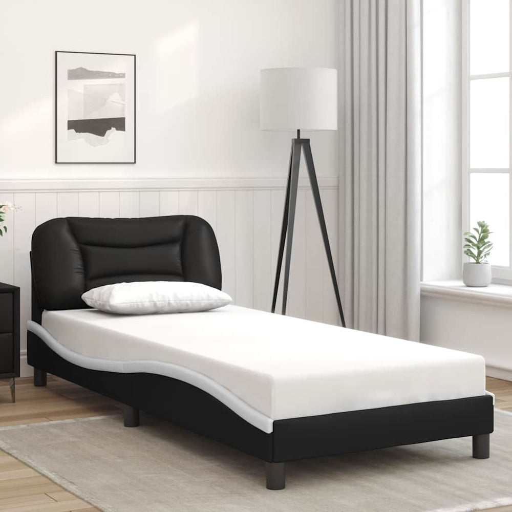vidaXL Bed Frame without Mattress "Hvar" Black and White 80x200 cm Faux Leather