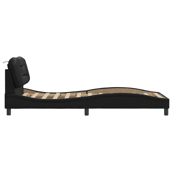vidaXL Bed Frame without Mattress "Hvar" Black 90x190 cm Faux Leather