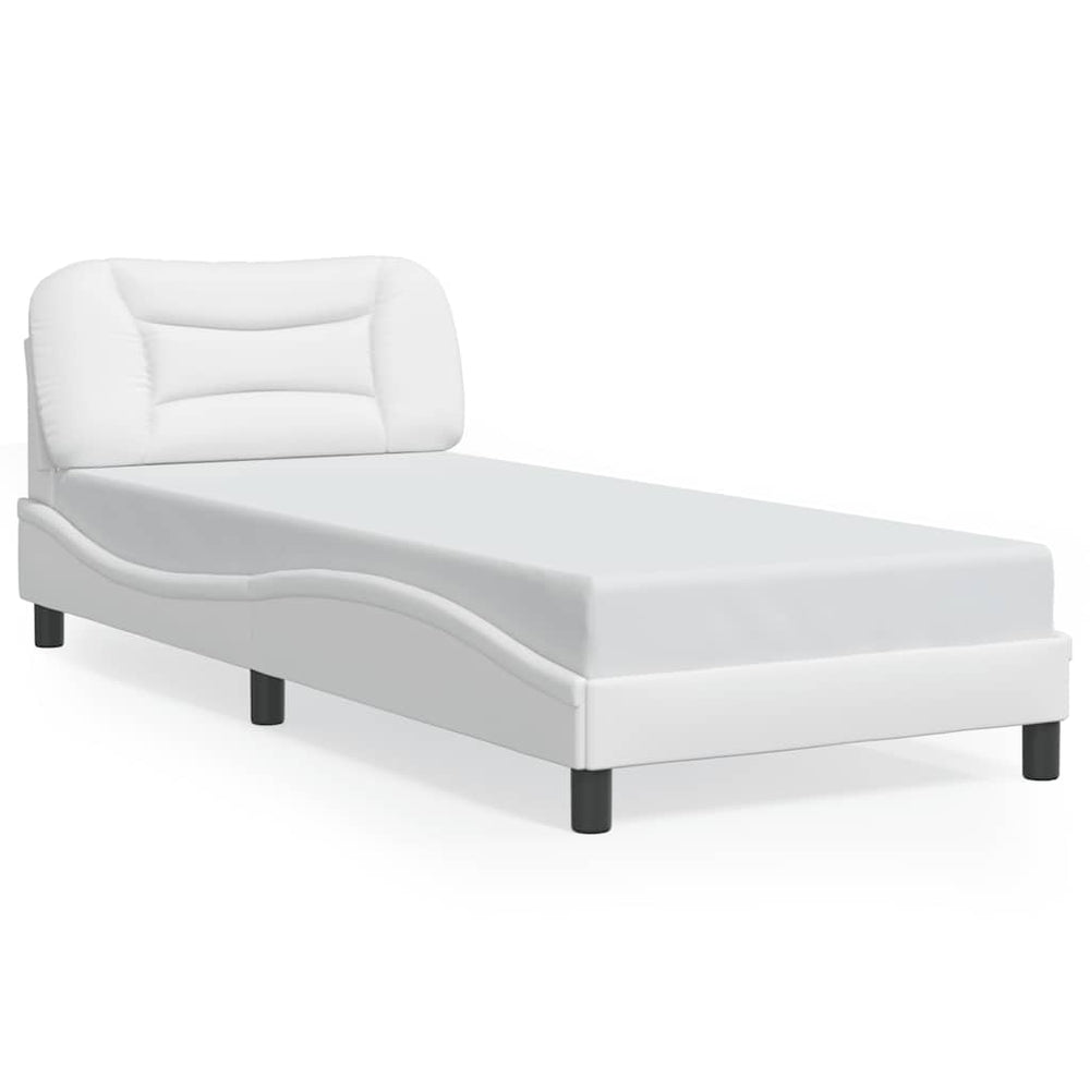 vidaXL "Hvar" White Faux Leather Bed Frame without Mattress 90x190 cm