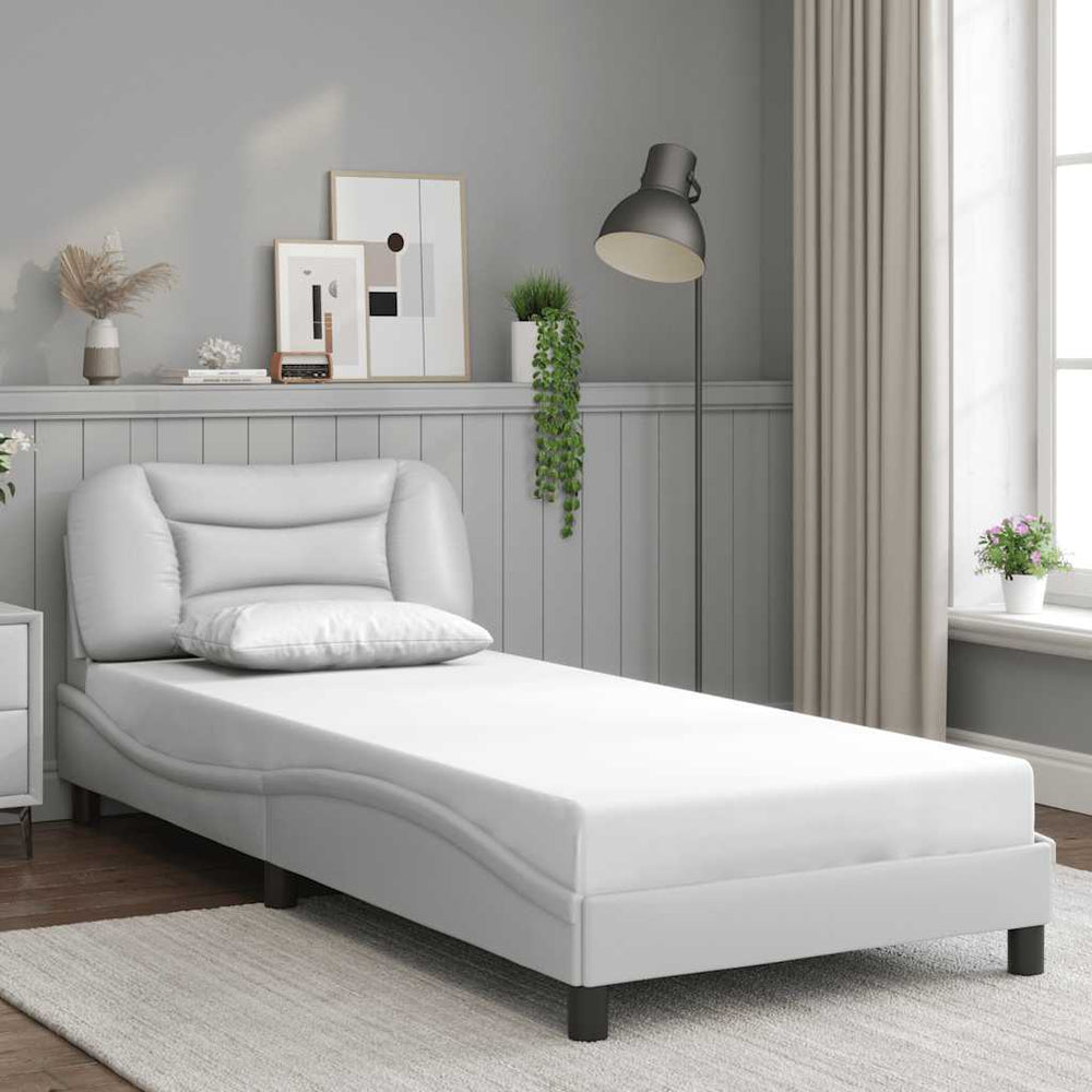 vidaXL "Hvar" White Faux Leather Bed Frame without Mattress 90x190 cm