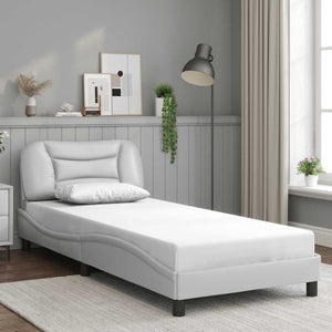 vidaXL "Hvar" White Faux Leather Bed Frame without Mattress 90x190 cm