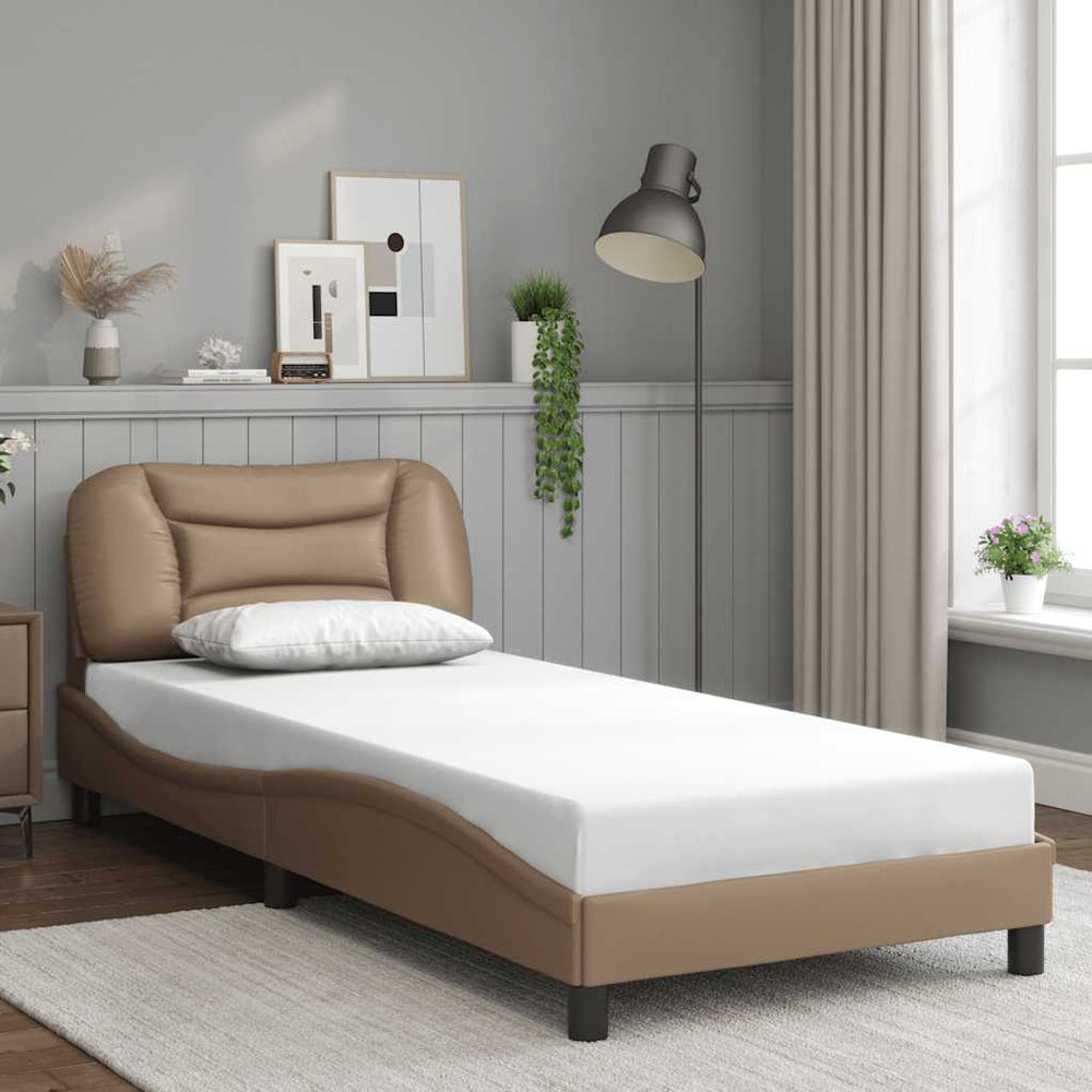 vidaXL Bed Frame without Mattress "Hvar" Cappuccino Brown 90x190 cm Faux Leather