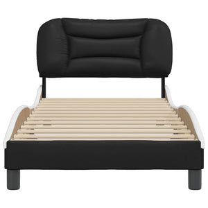 vidaXL Bed Frame without Mattress "Hvar" Black and White 90x190 cm Faux Leather
