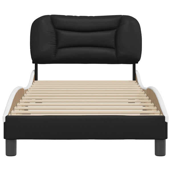 vidaXL Bed Frame without Mattress "Hvar" Black and White 90x190 cm Faux Leather