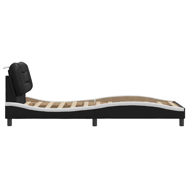 vidaXL Bed Frame without Mattress "Hvar" Black and White 90x190 cm Faux Leather