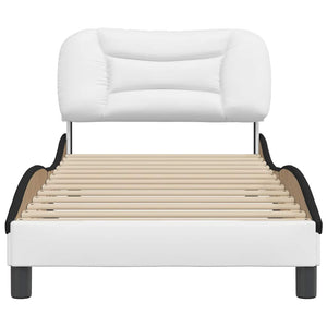 vidaXL Bed Frame without Mattress "Hvar" White and Black 90x190 cm Faux Leather