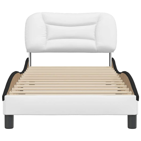 vidaXL Bed Frame without Mattress "Hvar" White and Black 90x190 cm Faux Leather