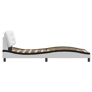 vidaXL Bed Frame without Mattress "Hvar" White and Black 90x190 cm Faux Leather