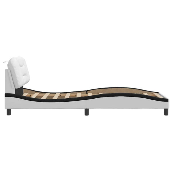 vidaXL Bed Frame without Mattress "Hvar" White and Black 90x190 cm Faux Leather